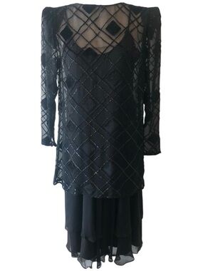 Vintage The Silk Farm by Icinoo Black Evening Dress Classic Black Tie Event